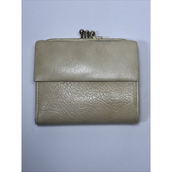 Vintage BUXTON DuoFold Wallet Cream Cowhide Leather Cards License Kiss Lock - Picture 2 of 13